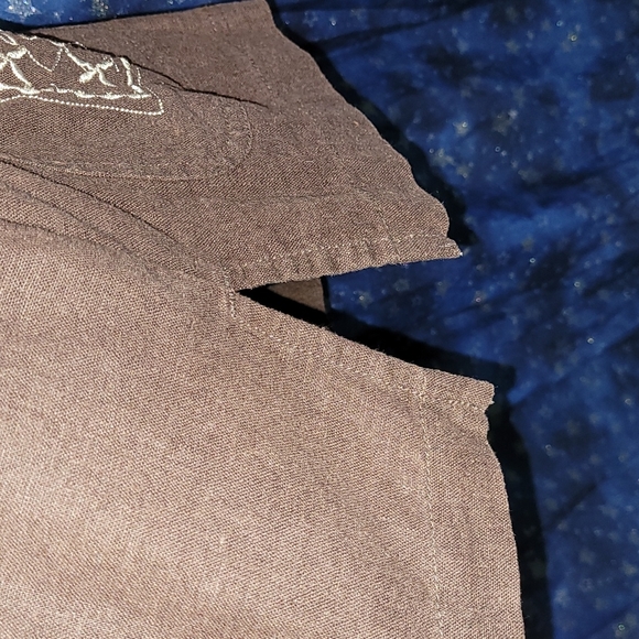 [EUC] ERIKA Vintage Boho Brown & Cream Embroidered 3/4 Sleeve Button-down Jacket - Picture 9 of 12
